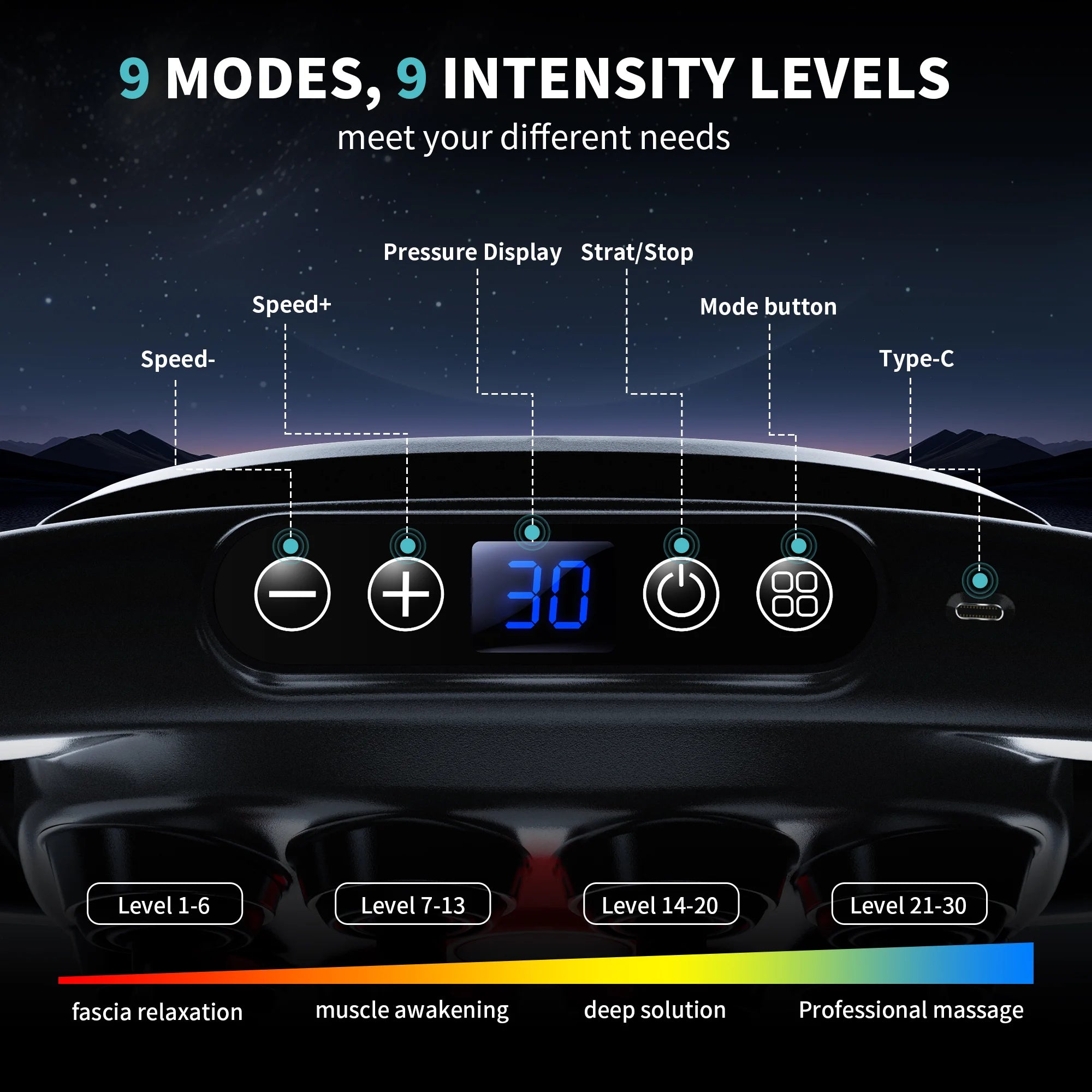 VTT 16-Head Massage Gun: 3 Modes, 30 Intensities, Quiet Deep Tissue Muscle Pain Relief