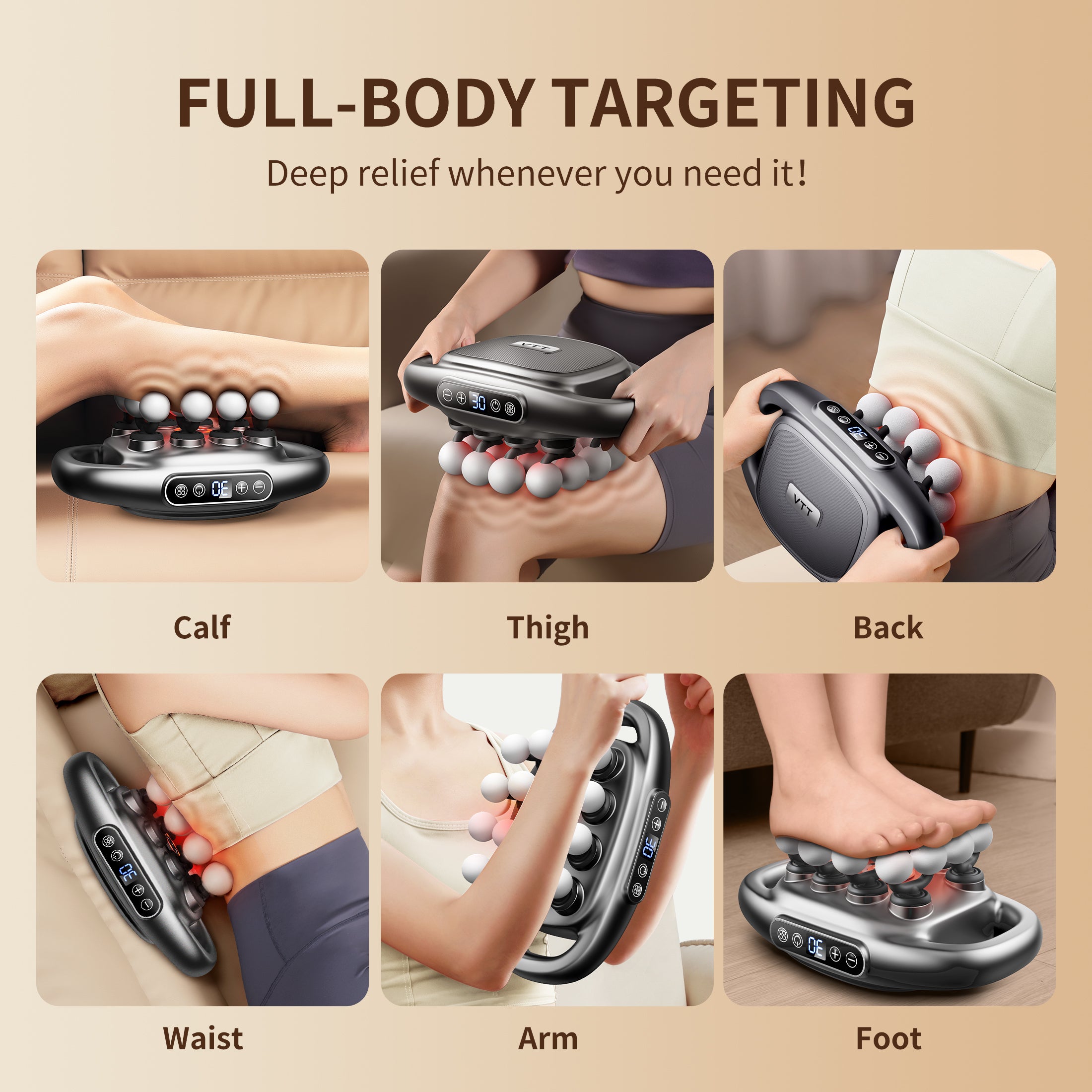 VTT 16 Head Massage Gun Pro, Deep Tissue Percussion Massager for Full Body Muscle Pain Relief, Workout Recovery
