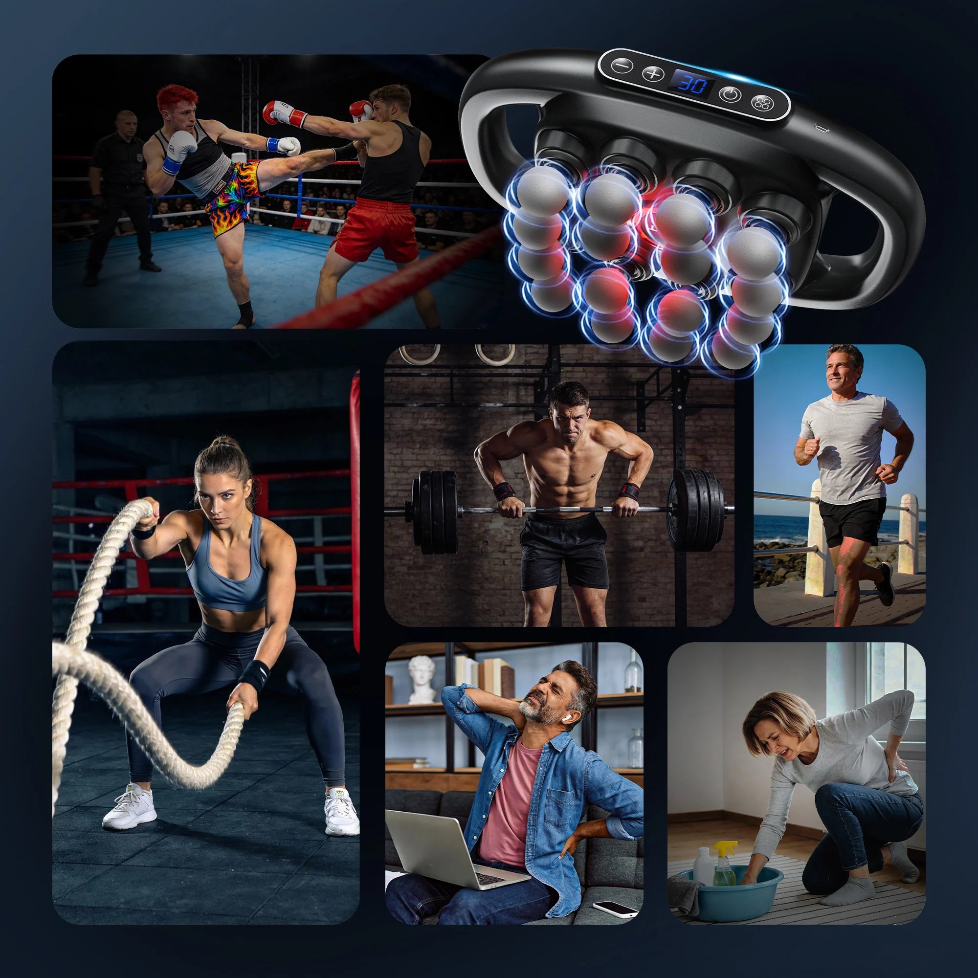 VTT 16-Head Massage Gun: 3 Modes, 30 Intensities, Quiet Deep Tissue Muscle Pain Relief