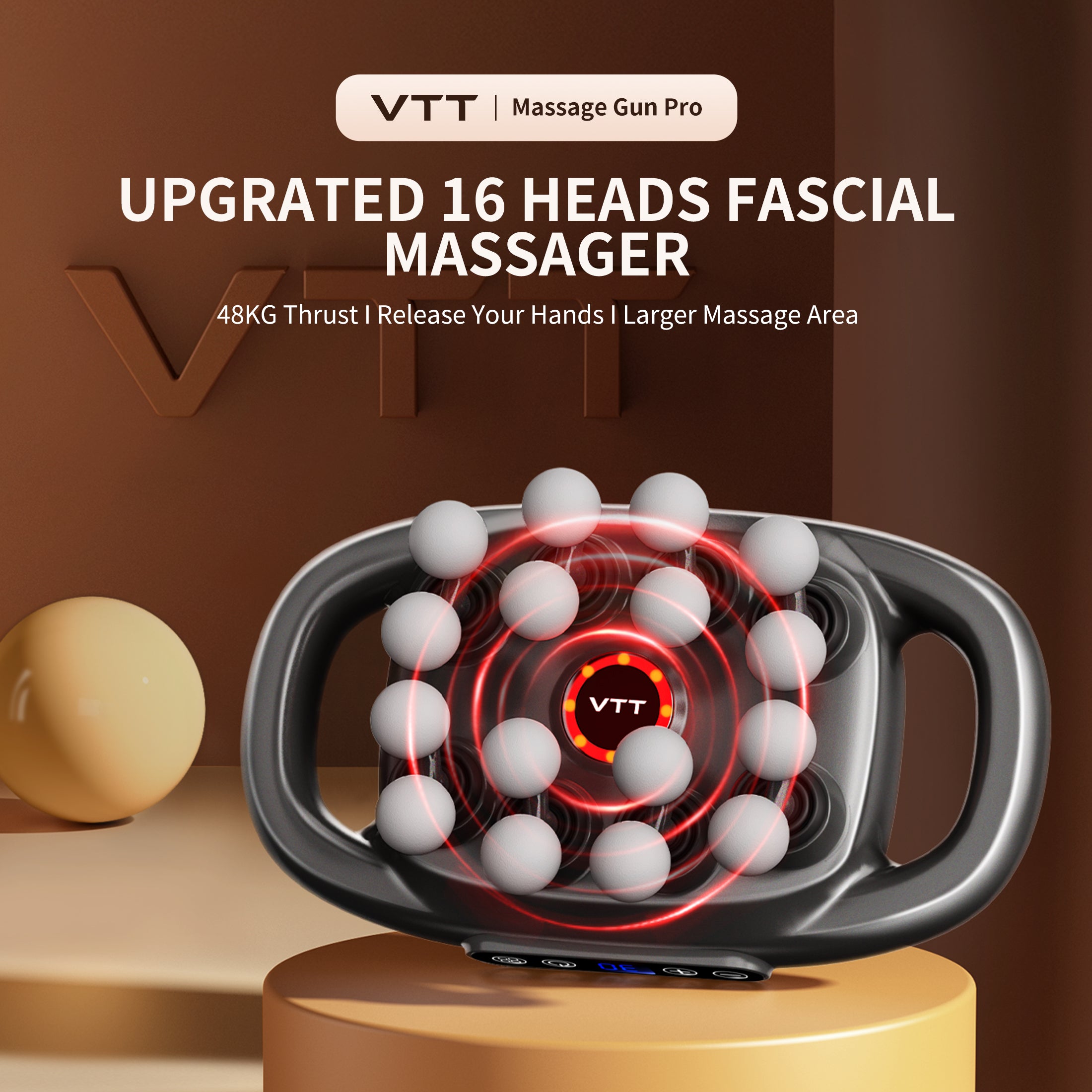 VTT 16 Head Massage Gun Pro, Deep Tissue Percussion Massager for Full Body Muscle Pain Relief, Workout Recovery