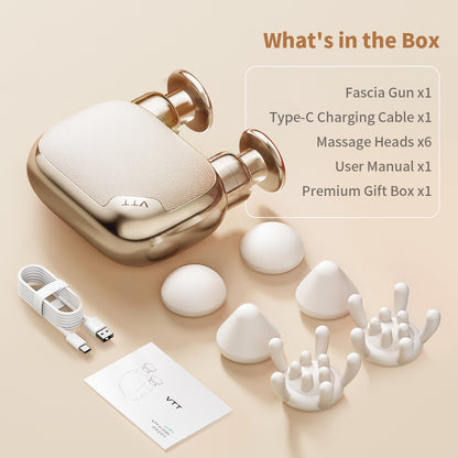 VTT Mini Fascial Massage Gun, Mini Pocket Massager, Portable Handheld Deep Tissue Massager with Dual Massage Heads for Women, Gentle Muscle Relief for Home & Office